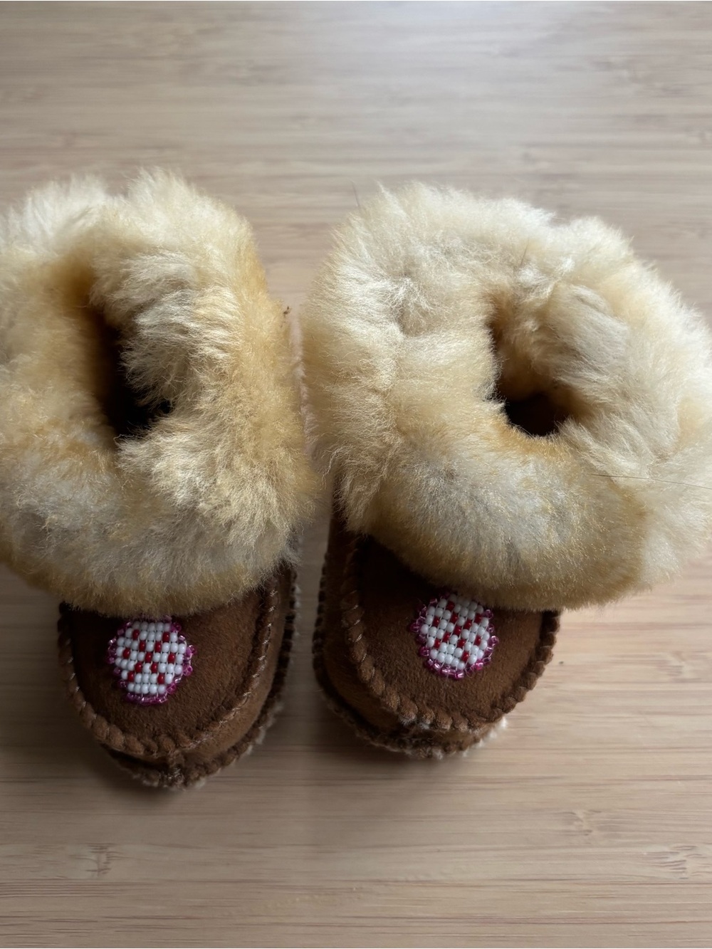 Infant Beaded Sheepskin Booties